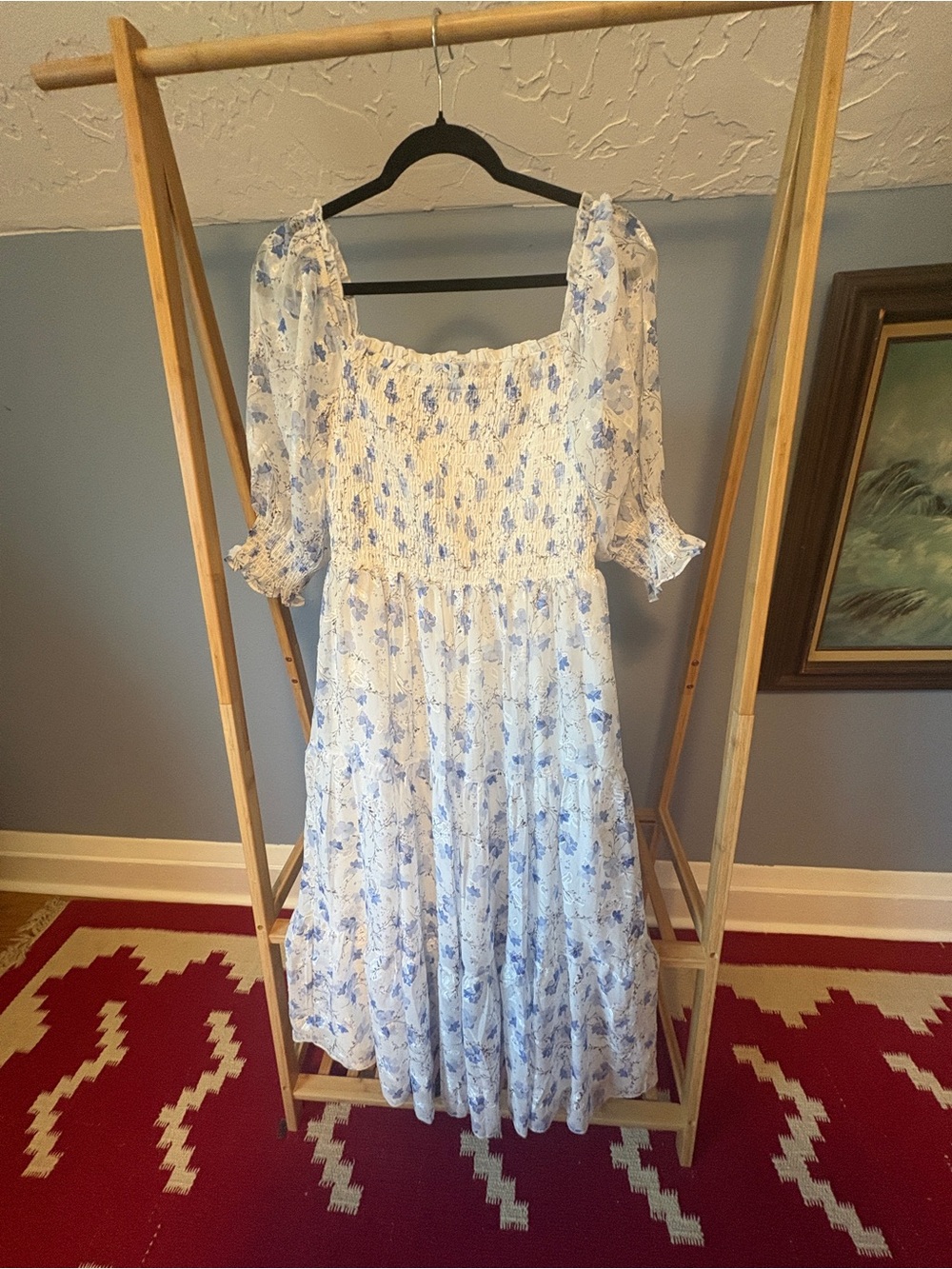 Baltic Born White and Blue Floral Party Dress